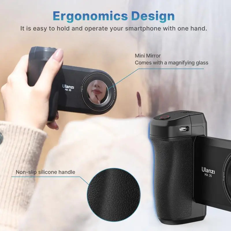 MA35 Phone Selfie Booster Handle Grip Bluetooth Photo Stabilizer Holder with Magsafe Shutter Release Iphone Mobile Stand